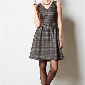 Moulinette Soeurs Anthropologie Metallic Tweed Fit & Flare Cocktail Dress‎ 2 EUC